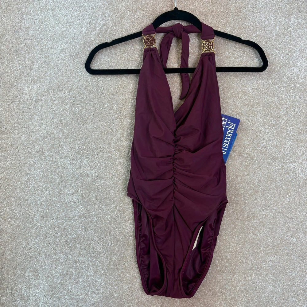 NWT MAGICSUIT One Piece Swimsuit Women's 10 Goddess Ruched Halter Slimming NWT